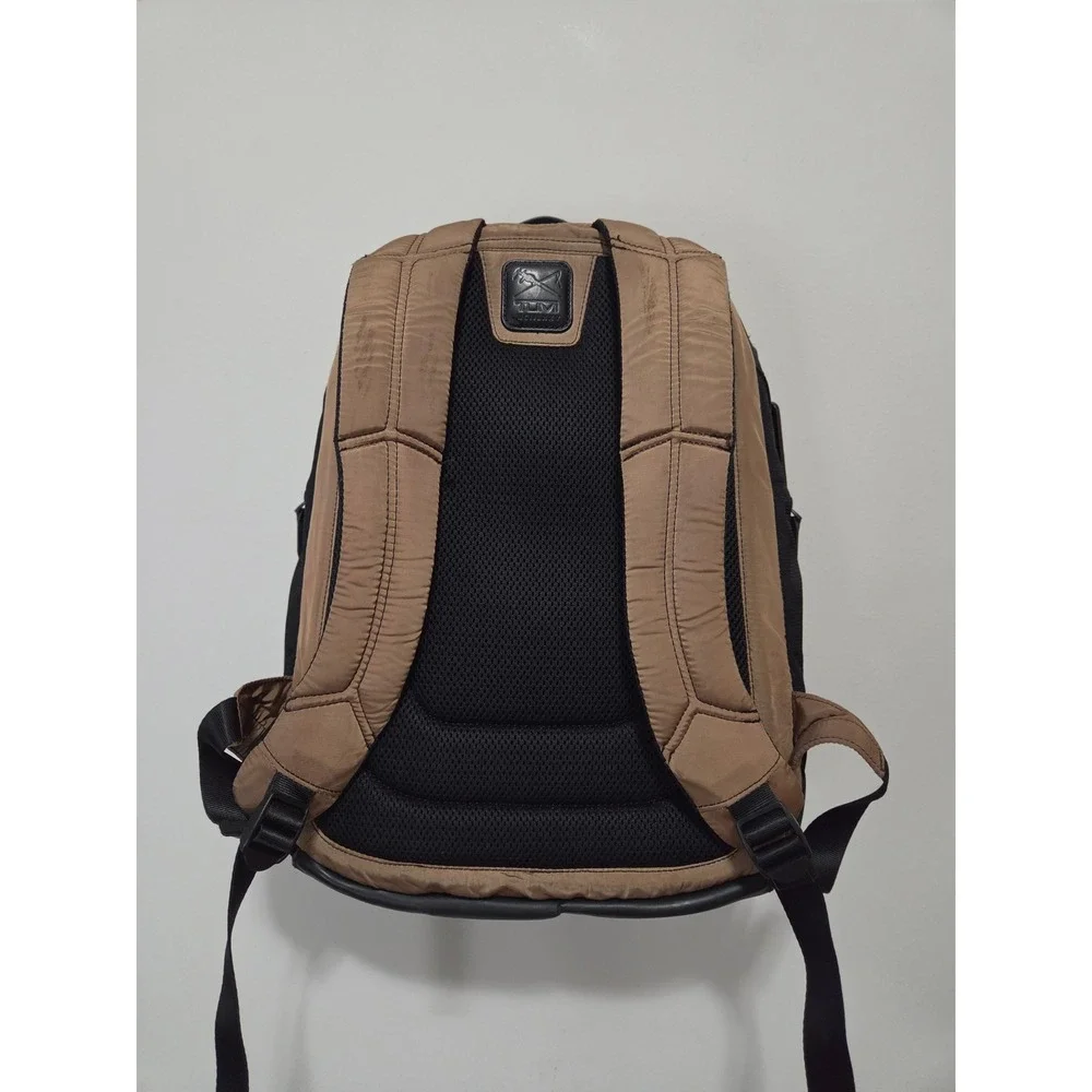 Tumi Brown Nylon Virtue Diligence Backpack Leather Trim MCM LXXV Multi Pocket
